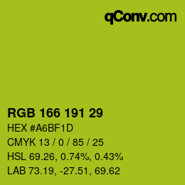 Color code: RGB 166 191 29 | qconv.com