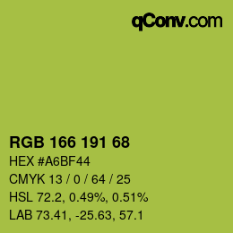 Color code: RGB 166 191 68 | qconv.com