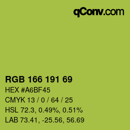 カラーコード: RGB 166 191 69 | qconv.com