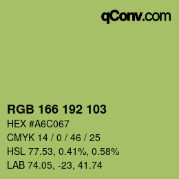 カラーコード: RGB 166 192 103 | qconv.com