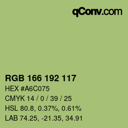 Color code: RGB 166 192 117 | qconv.com