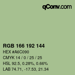 カラーコード: RGB 166 192 144 | qconv.com