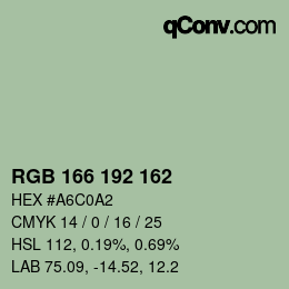 カラーコード: RGB 166 192 162 | qconv.com