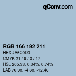颜色代码: RGB 166 192 211 | qconv.com
