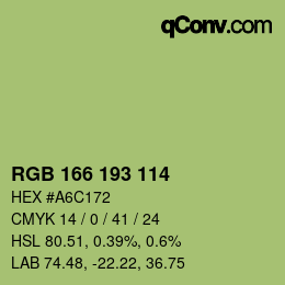 Color code: RGB 166 193 114 | qconv.com