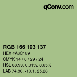 Código de color: RGB 166 193 137 | qconv.com