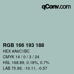 Color code: RGB 166 193 188 | qconv.com
