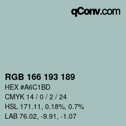 Color code: RGB 166 193 189 | qconv.com