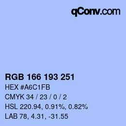 カラーコード: RGB 166 193 251 | qconv.com