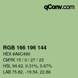 カラーコード: RGB 166 196 144 | qconv.com