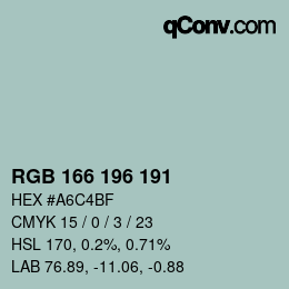 Color code: RGB 166 196 191 | qconv.com