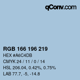 Farbcode: RGB 166 196 219 | qconv.com