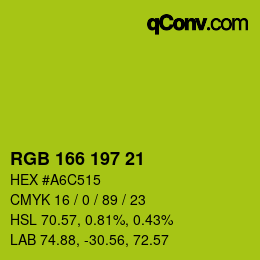 カラーコード: RGB 166 197 21 | qconv.com