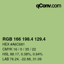 カラーコード: RGB 166 198.4 129.4 | qconv.com