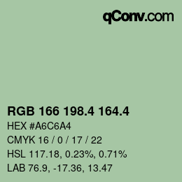 カラーコード: RGB 166 198.4 164.4 | qconv.com