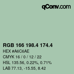 カラーコード: RGB 166 198.4 174.4 | qconv.com