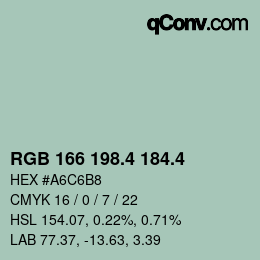 カラーコード: RGB 166 198.4 184.4 | qconv.com