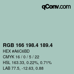 カラーコード: RGB 166 198.4 189.4 | qconv.com