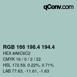 カラーコード: RGB 166 198.4 194.4 | qconv.com