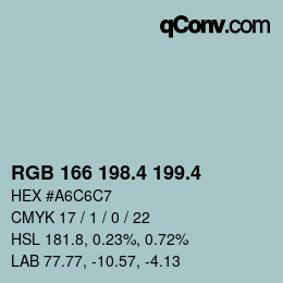 カラーコード: RGB 166 198.4 199.4 | qconv.com