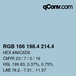カラーコード: RGB 166 198.4 214.4 | qconv.com