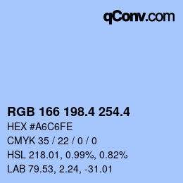 カラーコード: RGB 166 198.4 254.4 | qconv.com