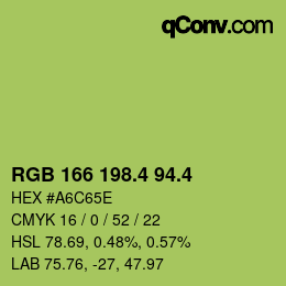 カラーコード: RGB 166 198.4 94.4 | qconv.com