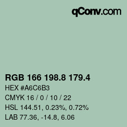 カラーコード: RGB 166 198.8 179.4 | qconv.com