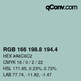 カラーコード: RGB 166 198.8 194.4 | qconv.com