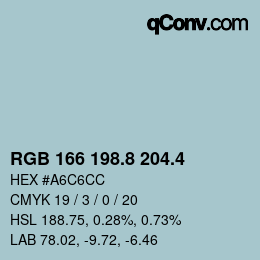 カラーコード: RGB 166 198.8 204.4 | qconv.com