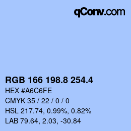 カラーコード: RGB 166 198.8 254.4 | qconv.com