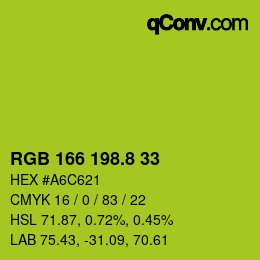 カラーコード: RGB 166 198.8 33 | qconv.com