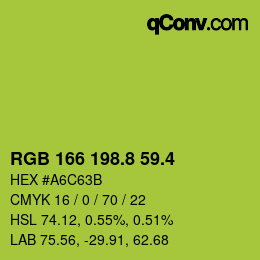 カラーコード: RGB 166 198.8 59.4 | qconv.com