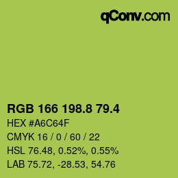 カラーコード: RGB 166 198.8 79.4 | qconv.com