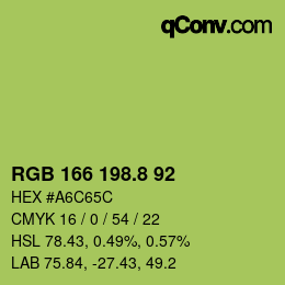 カラーコード: RGB 166 198.8 92 | qconv.com