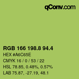 カラーコード: RGB 166 198.8 94.4 | qconv.com