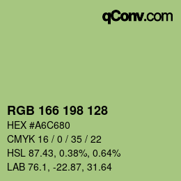 Color code: RGB 166 198 128 | qconv.com