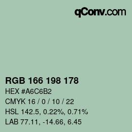 Color code: RGB 166 198 178 | qconv.com