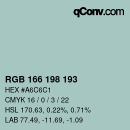 Color code: RGB 166 198 193 | qconv.com