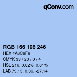 Color code: RGB 166 198 246 | qconv.com