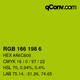 Color code: RGB 166 198 6 | qconv.com