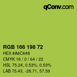 Color code: RGB 166 198 72 | qconv.com