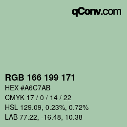カラーコード: RGB 166 199 171 | qconv.com