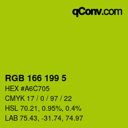 Color code: RGB 166 199 5 | qconv.com