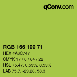 Color code: RGB 166 199 71 | qconv.com