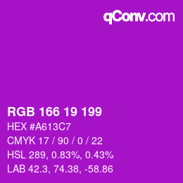 Color code: RGB 166 19 199 | qconv.com