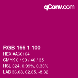 Color code: RGB 166 1 100 | qconv.com