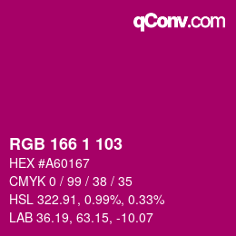 Color code: RGB 166 1 103 | qconv.com