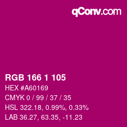 Color code: RGB 166 1 105 | qconv.com