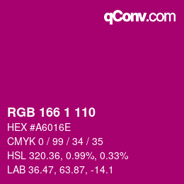 Color code: RGB 166 1 110 | qconv.com